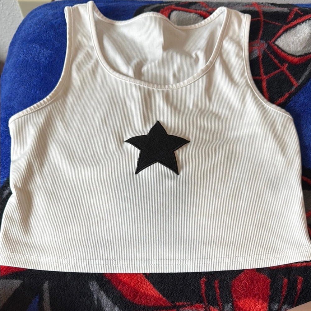 White Tank Top with Black Star
